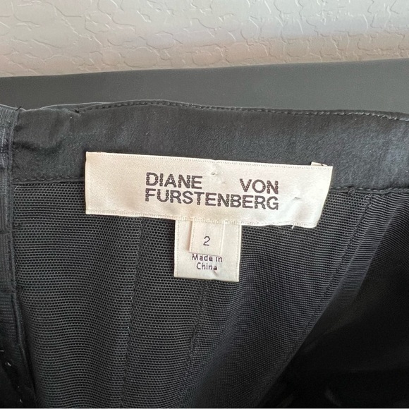 Diane Von Furstenberg Women's Strapless A-Line Midi Dress Satin Navy Blue 2 - Picture 7 of 10